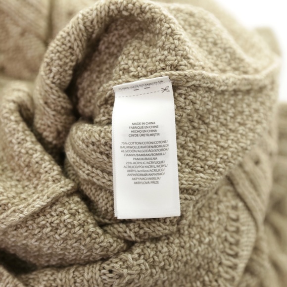 Polo Ralph Lauren Cable Knit Fisherman Crewneck Cotton Oatmeal Sweater Dress M - Picture 6 of 7